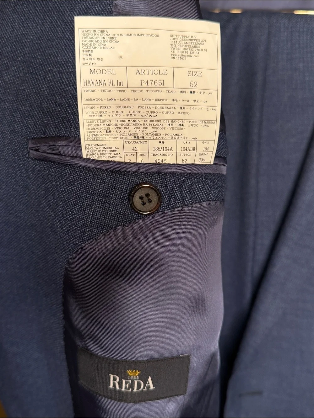 Suitsupply Navy Blue Single-Breasted Wool Suit